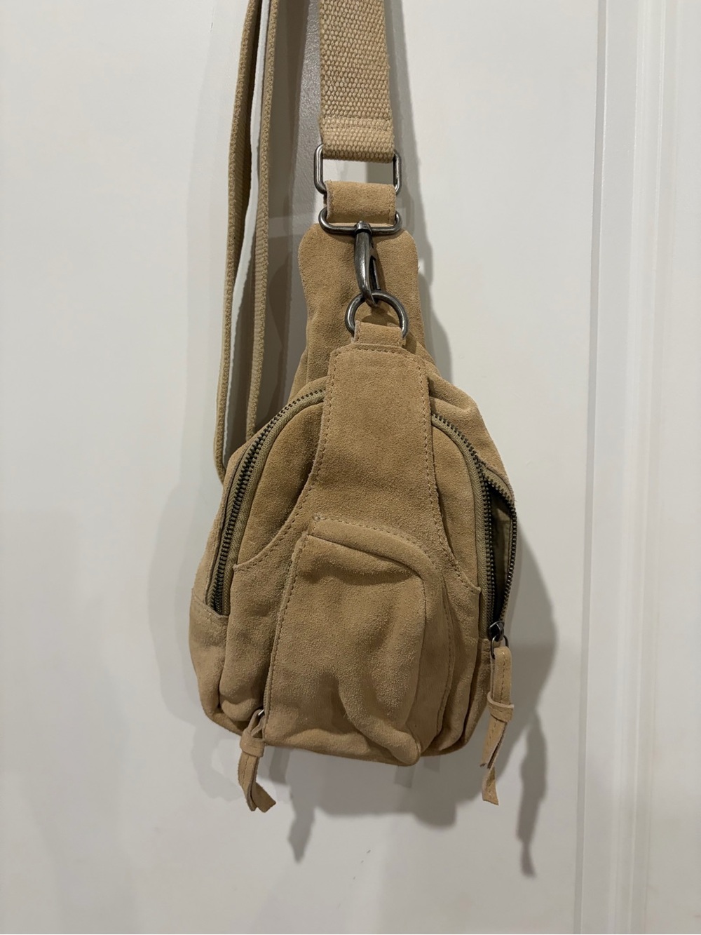 Free People Suede Hudson Sling Belt Bag - Beige